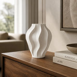 Vaso Decorativo para Sala Ondulado Branco