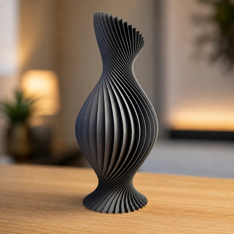 Vaso Decorativo Grande Espiral Preto