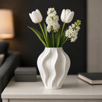 Vaso Decorativo para Sala Ondulado Branco